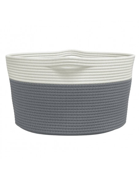 Cestino Portaoggetti Grigio e Bianco Ø40x25 cm in Cotone
