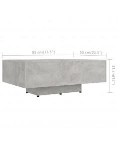 Tavolino Salotto Grigio Cemento 85x55x31 cm Legno Multistrato