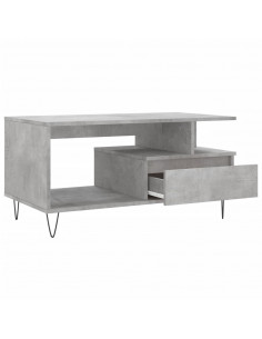 Tavolino Salotto Grigio Cemento 90x49x45 cm Legno Multistrato