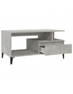 Tavolino Salotto Grigio Cemento 90x49x45 cm Legno Multistrato