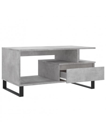 Tavolino Salotto Grigio Cemento 90x49x45 cm Legno Multistrato