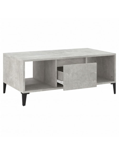 Tavolino Salotto Grigio Cemento 90x50x36,5 cm Legno Multistrato