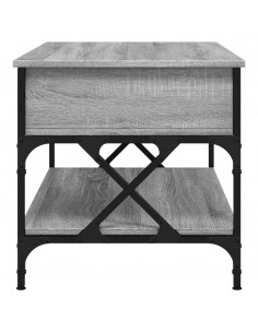 Tavolino Salotto Grigio Sonoma 100x50x50 cm Multistrato Metallo