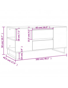 Tavolino Salotto Grigio Sonoma 102x44,5x50 cm Legno Multistrato
