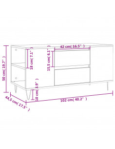 Tavolino Salotto Grigio Sonoma 102x44,5x50 cm Legno Multistrato