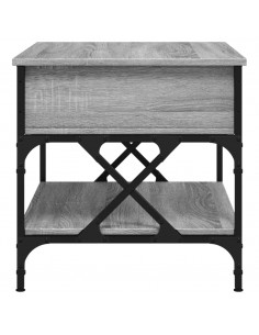 Tavolino Salotto Grigio Sonoma 70x50x50 cm Multistrato Metallo
