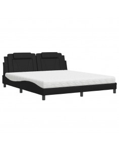 Letto con Materasso Nero 180x200 cm in Similpelle 2