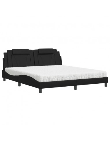 Letto con Materasso Nero 180x200 cm in Similpelle