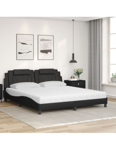 Letto con Materasso Nero 180x200 cm in Similpelle