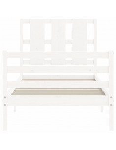 Giroletto con Testiera Bianco 100x200 cm in Legno Massello 2