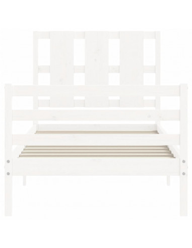 Giroletto con Testiera Bianco 100x200 cm in Legno Massello