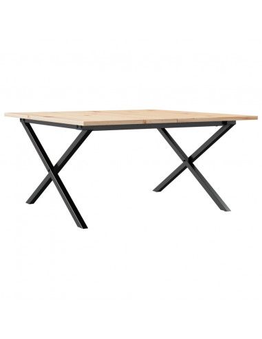 Tavolino da Salotto Telaio a X 90x90x45cm Massello Pino e Ghisa