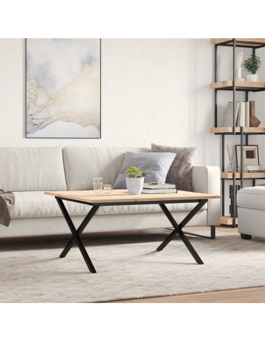 Tavolino da Salotto Telaio a X 90x90x45cm Massello Pino e Ghisa