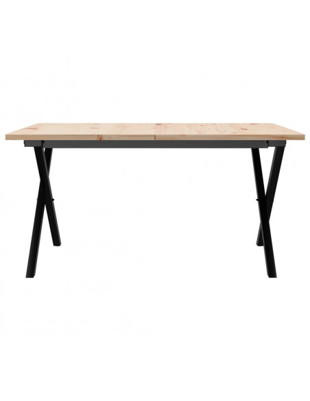 Tavolino da Salotto Telaio a X 90x90x45cm Massello Pino e Ghisa