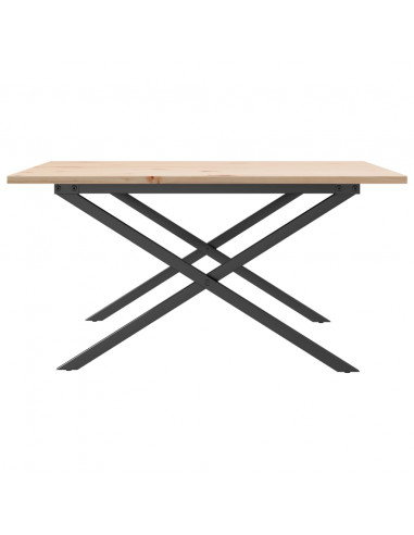 Tavolino da Salotto Telaio a X 90x90x45cm Massello Pino e Ghisa