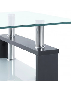Tavolino Salotto Grigio Trasparente 95x55x40 cm Vetro Temperato