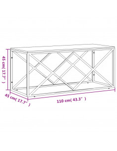 Tavolino Salotto in Acciaio Inox e Legno Massello di Recupero