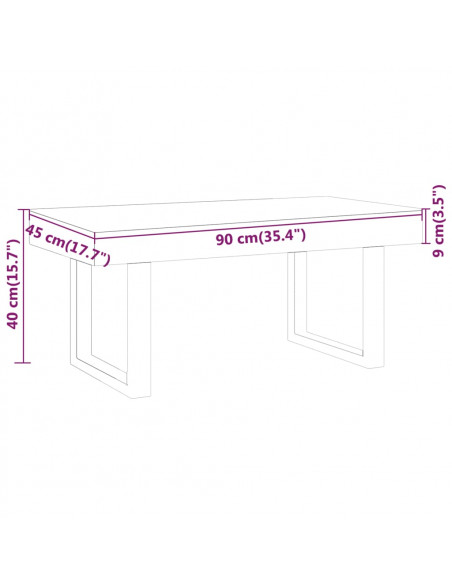 Tavolino Salotto Marrone Scuro e Nero 90x45x40cm in MDF e Ferro
