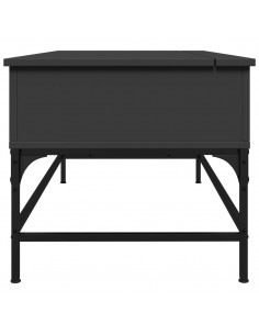 Tavolino Salotto Nero 100x50x45 cm Legno Multistrato e Metallo