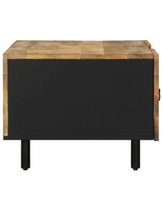 Tavolino Salotto Nero 100x54x40 cm Legno Massello Mango Grezzo