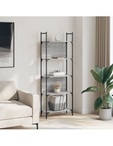 Libreria 5Ripiani Grigio Sonoma 60,5x24x166,5 Legno Multistrato