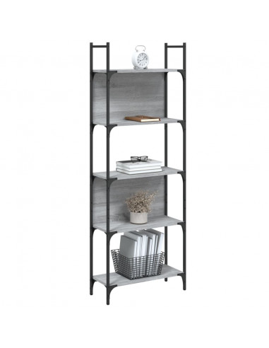 Libreria 5Ripiani Grigio Sonoma 60,5x24x166,5 Legno Multistrato