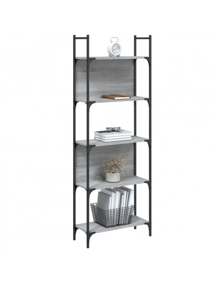 Libreria 5Ripiani Grigio Sonoma 60,5x24x166,5 Legno Multistrato