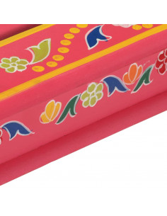 Tavolino Salotto Rosa Dipinto a Mano Legno Massello Mango