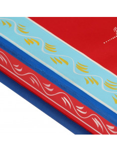 Tavolino Salotto Rosso Dipinto a Mano Legno Massello di Mango