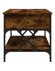 Tavolino Salotto Rovere Fumo 100x50x50 cm Multistrato e Metallo