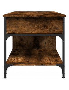 Tavolino Salotto Rovere Fumo 100x50x50 cm Multistrato e Metallo