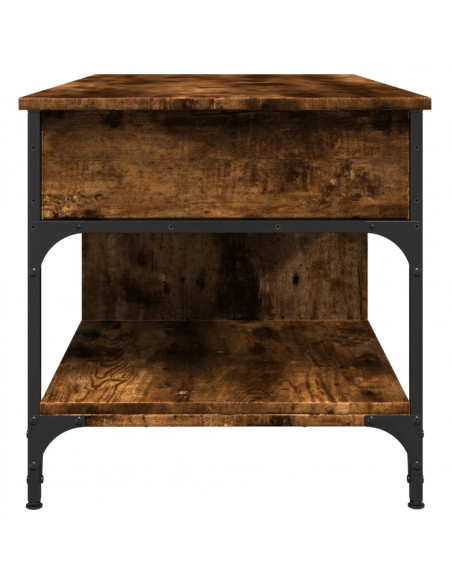 Tavolino Salotto Rovere Fumo 100x50x50 cm Multistrato e Metallo