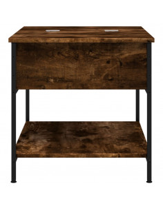 Tavolino Salotto Rovere Fumo 70x50x50 cm Multistrato e Metallo