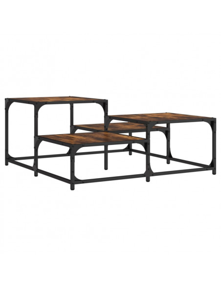 Tavolino Salotto Rovere Fumo 87,5x87,5x40 cm Legno Multistrato
