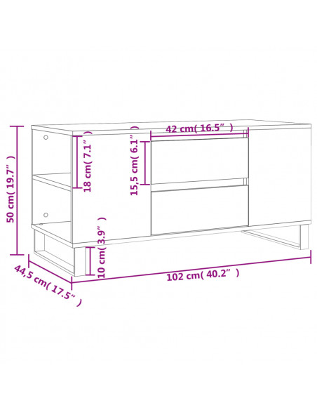 Tavolino Salotto Rovere Marrone 102x44,5x50cm Legno Multistrato