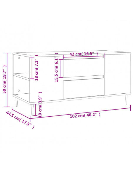 Tavolino Salotto Rovere Marrone 102x44,5x50cm Legno Multistrato