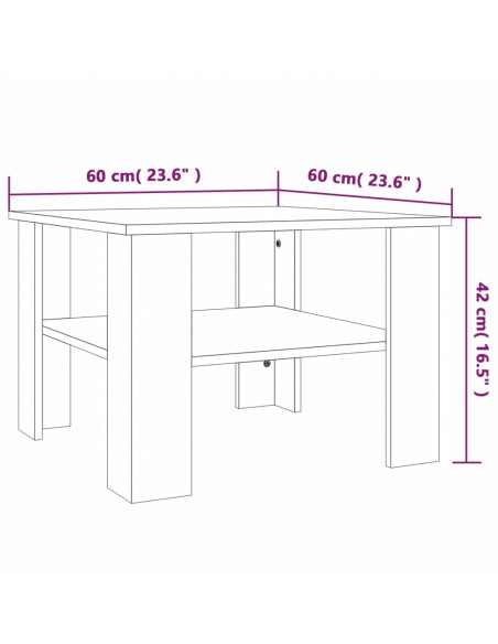 Tavolino Salotto Rovere Marrone 60x60x42 cm Legno Multistrato
