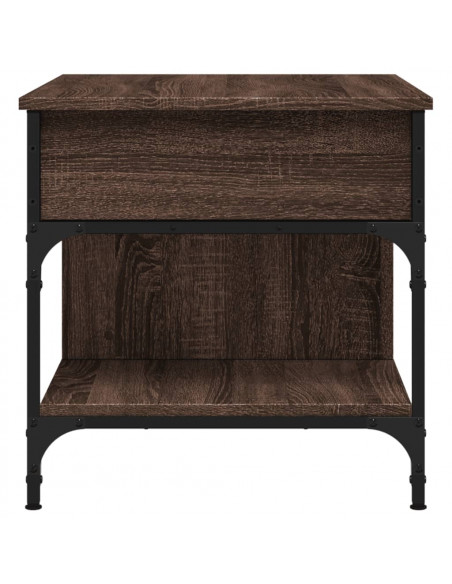 Tavolino Salotto Rovere Marrone 70x50x50cm Multistrato Metallo