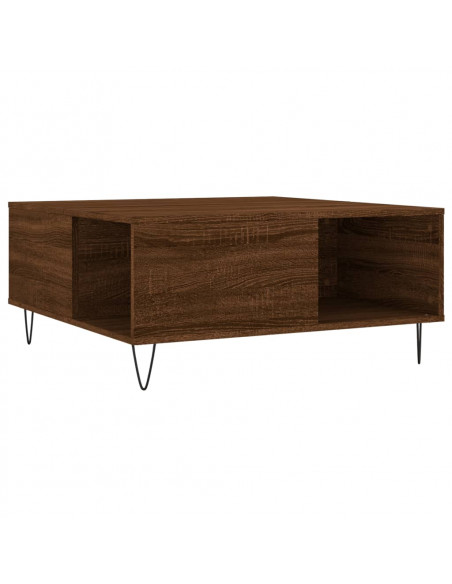 Tavolino Salotto Rovere Marrone 80x80x36,5 cm Legno Multistrato