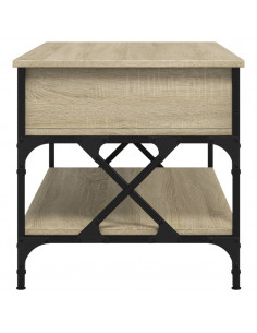 Tavolino Salotto Rovere Sonoma 100x50x50 cm Multistrato Metallo