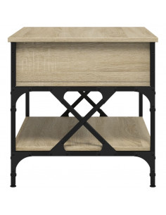 Tavolino Salotto Rovere Sonoma 70x50x50 cm Multistrato Metallo