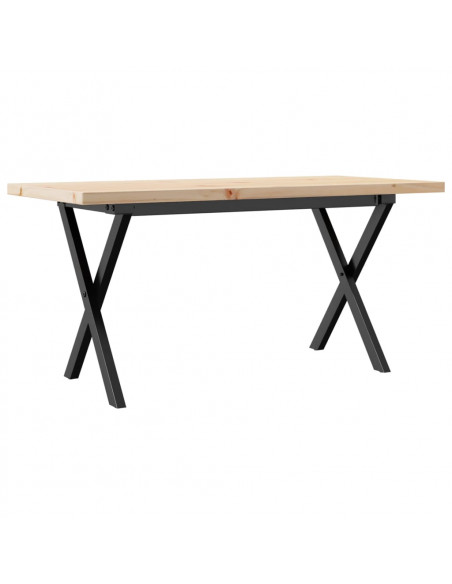 Tavolino Salotto Telaio a X 100x50x45,5cm Massello Pino e Ghisa