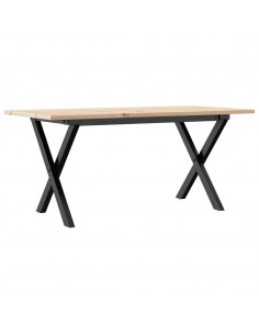 Tavolino Salotto Telaio a X 100x50x45 cm Legno Pino e Acciaio