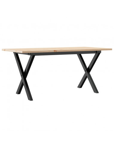 Tavolino Salotto Telaio a X 100x50x45 cm Legno Pino e Acciaio