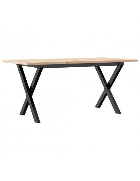 Tavolino Salotto Telaio a X 100x50x45 cm Legno Pino e Acciaio