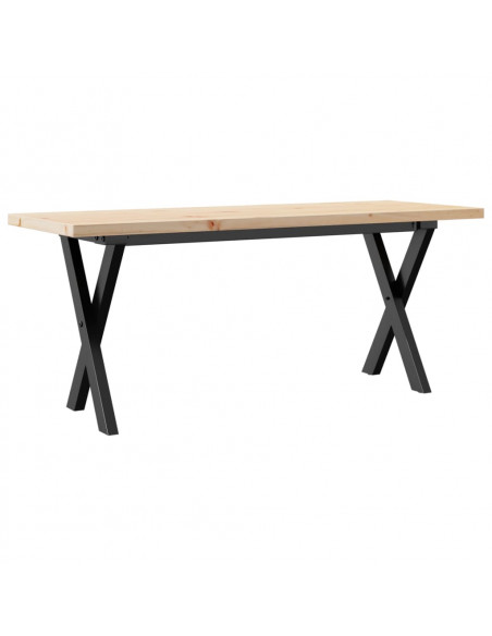 Tavolino Salotto Telaio a X 110x40x45,5cm Massello Pino e Ghisa