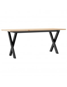 Tavolino Salotto Telaio a X 110x40x45cm Massello Pino e Ghisa