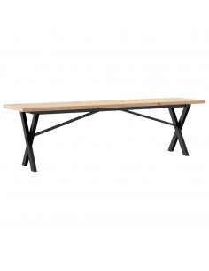 Tavolino Salotto Telaio a X 160x40x45,5cm Massello Pino e Ghisa