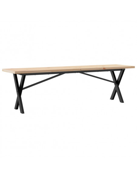 Tavolino Salotto Telaio a X 160x40x45,5cm Massello Pino e Ghisa