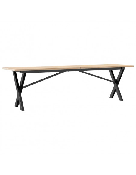 Tavolino Salotto Telaio a X 160x40x45cm Massello Pino e Ghisa